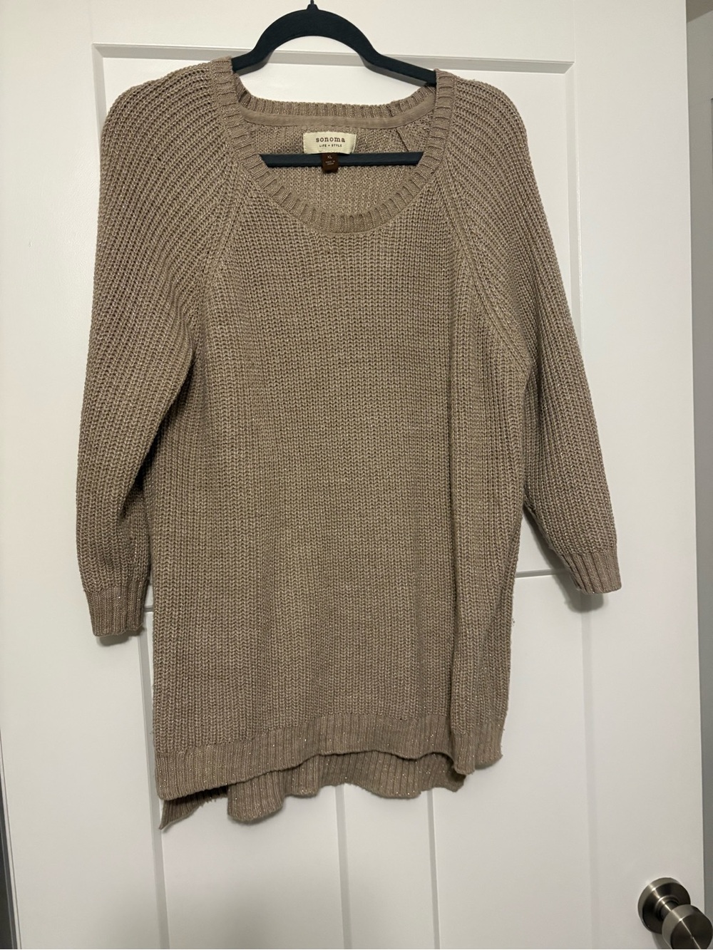 Sonoma Scoop Neck Knit Tunic Sweater - Taupe